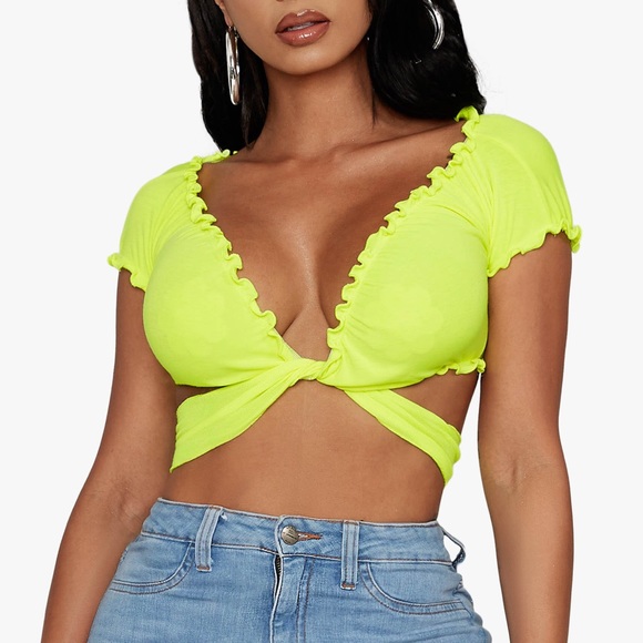 Tops - Sexy yellow strap top